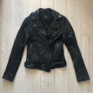Mackage Exclusively for Aritzia Black Genuine Leather Biker Jacket